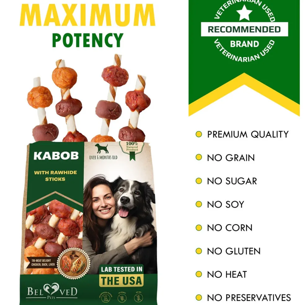 Beloved Pets Kabob with Rawhide Sticks Chicken, Duck & Liver Flavor Dog Treats, 10.6-oz