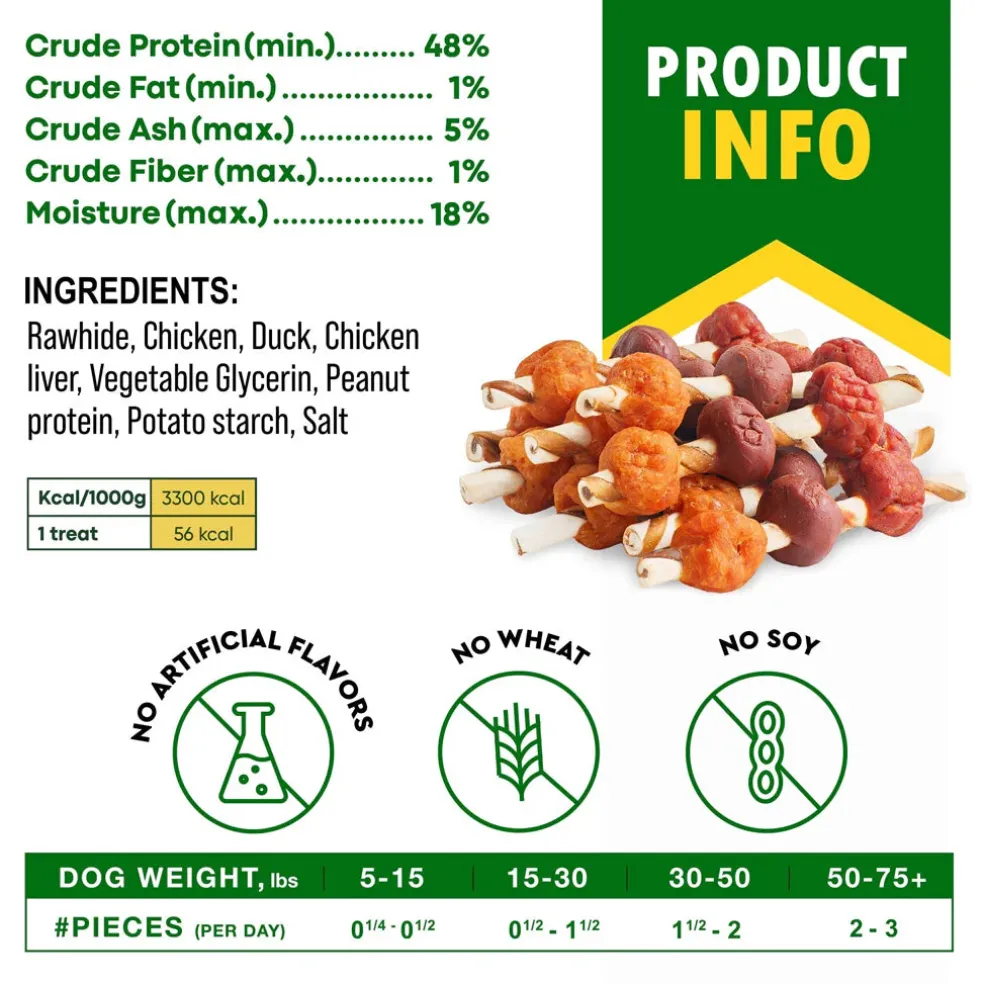 Beloved Pets Kabob with Rawhide Sticks Chicken, Duck & Liver Flavor Dog Treats, 10.6-oz