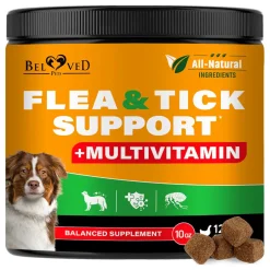 Beloved Pets Natural Flea & Tick Support + Multivitamin Chicken Flavored Soft Chews for Dogs (10 oz)