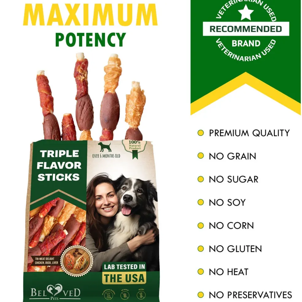 Beloved Pets Triple Flavor Dog Treats, Chicken, Duck & Liver, 10.6-oz