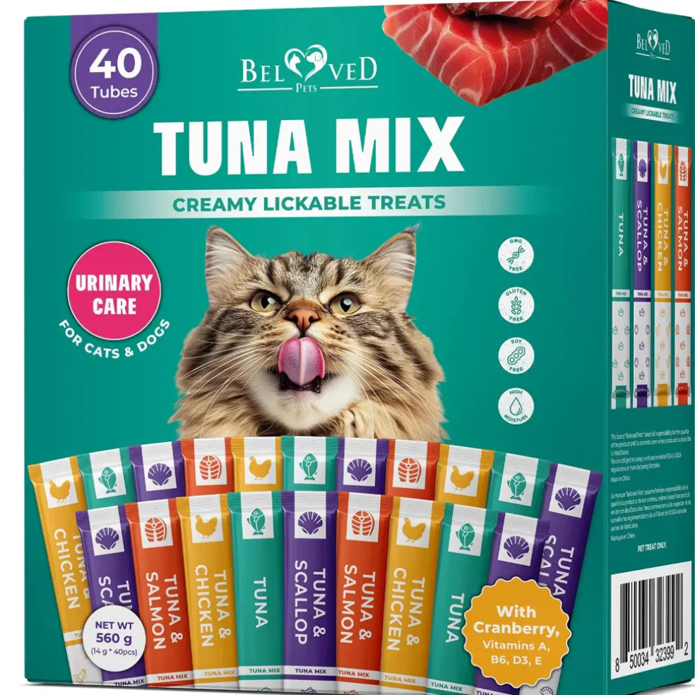 Beloved Pets Tuna Mix Creamy Lickable Treats Urinary Care for Cats & Dogs, 40-count