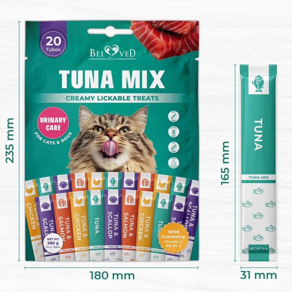 Beloved Pets Tuna Mix Creamy Lickable Treats Urinary Care for Cats & Dogs, 40-count