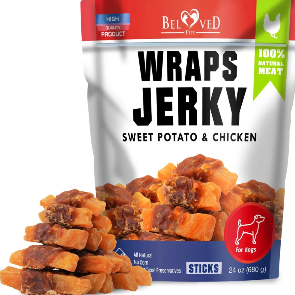 Beloved Pets Wraps Jerky Sweet Potato & Chicken Sticks Dog Treats, 1.5-lb