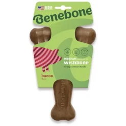 Benebone Bacon Flavor Wishbone Durable Chew Toy for Dogs