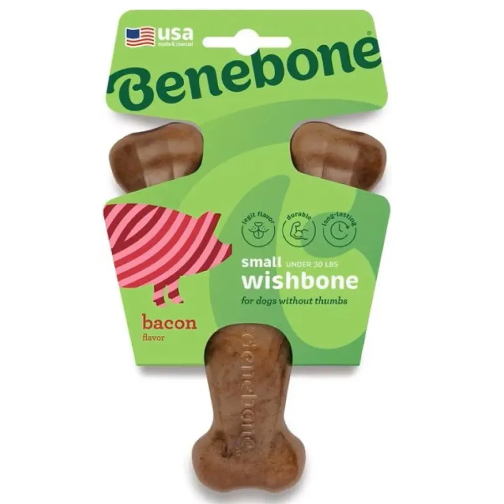 Benebone Bacon Flavor Wishbone Durable Chew Toy for Dogs