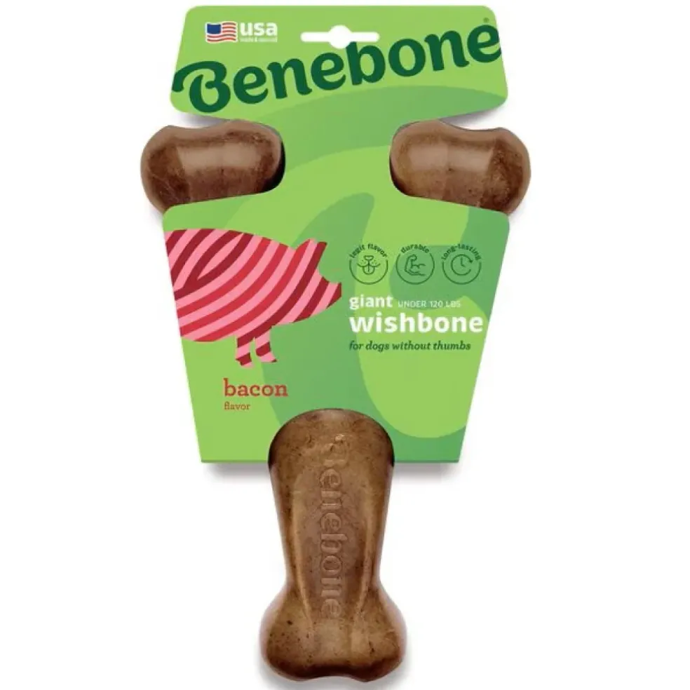 Benebone Bacon Flavor Wishbone Durable Chew Toy for Dogs