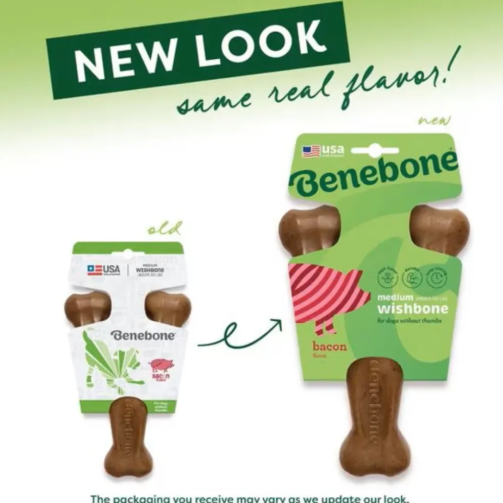 Benebone Bacon Flavor Wishbone Durable Chew Toy for Dogs