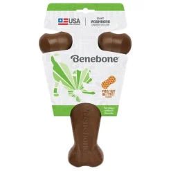 Benebone Peanut Butter Flavor Wishbone Durable Chew Toy for Dogs