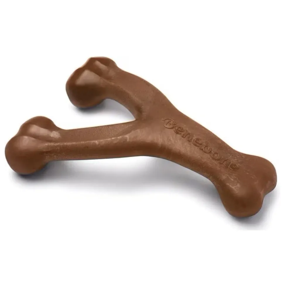 Benebone Peanut Butter Flavor Wishbone Durable Chew Toy for Dogs