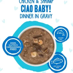 BFF OMG Ciao Baby! Chicken & Shrimp Dinner in Gravy Grain-Free Cat Food Pouches, 2.8-oz, pack of 12