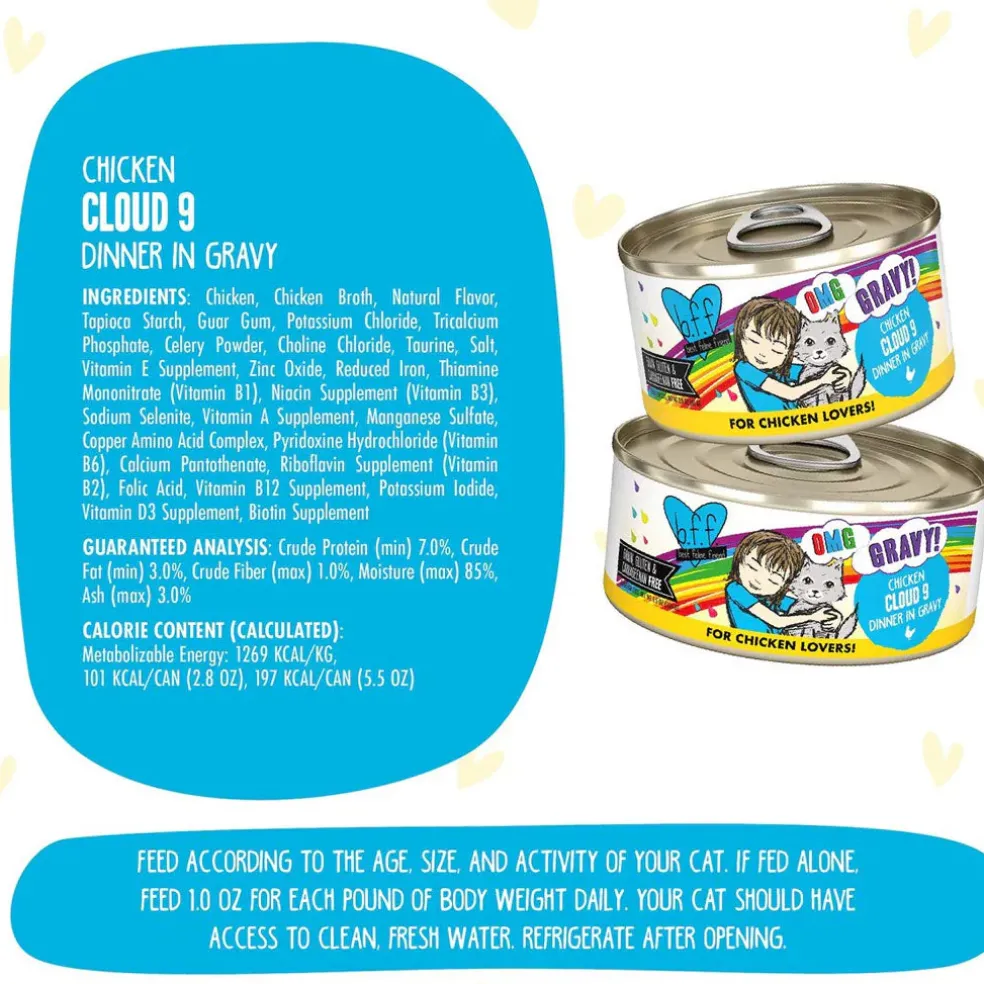 BFF OMG Cloud 9! Chicken in Gravy Minced Grain-Free Wet Cat Food, 2.8-oz can, case of 12