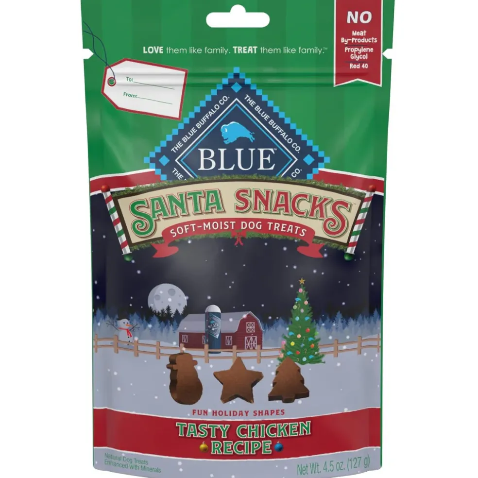Blue Buffalo Santa Snacks Tasty Chicken Recipes Soft Treats For Dogs (4.5 oz)