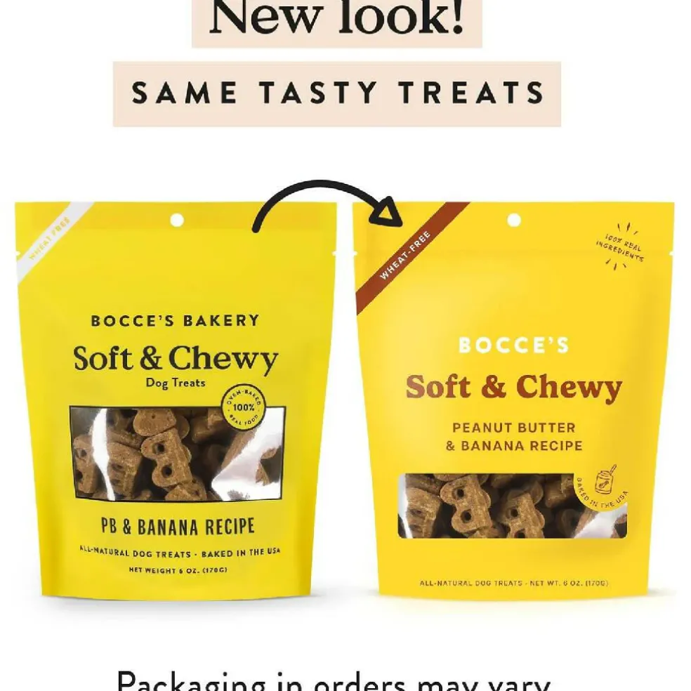 Bocce's Bakery Basics Peanut Butter & Banana Soft & Chewy Recipe Dog Treats (6 oz)