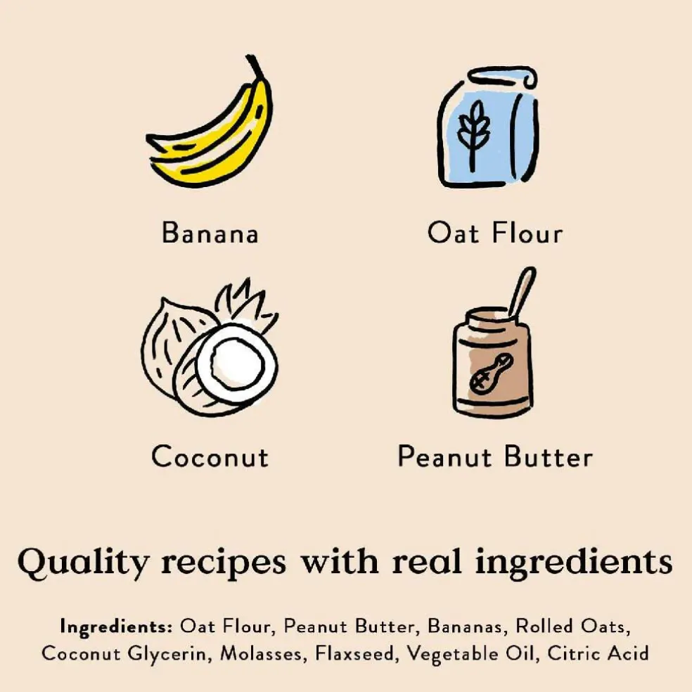 Bocce's Bakery Basics Peanut Butter & Banana Soft & Chewy Recipe Dog Treats (6 oz)