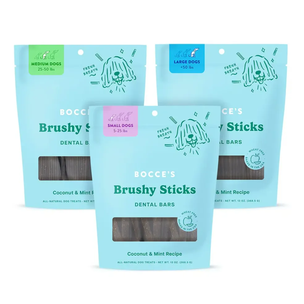 Bocce's Bakery Brushy Sticks Dental Bars for Medium Dogs (13 oz)