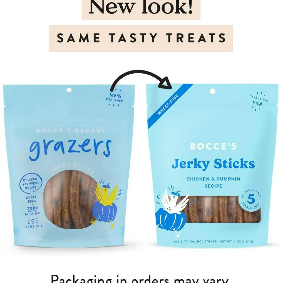 Bocce's Bakery Chicken & Pumpkin Jerky Sticks For Dogs (4 oz)