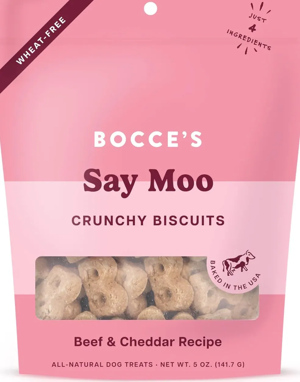 Bocce's Bakery Say Moo Crunchy Biscuits for Dogs (5 oz)