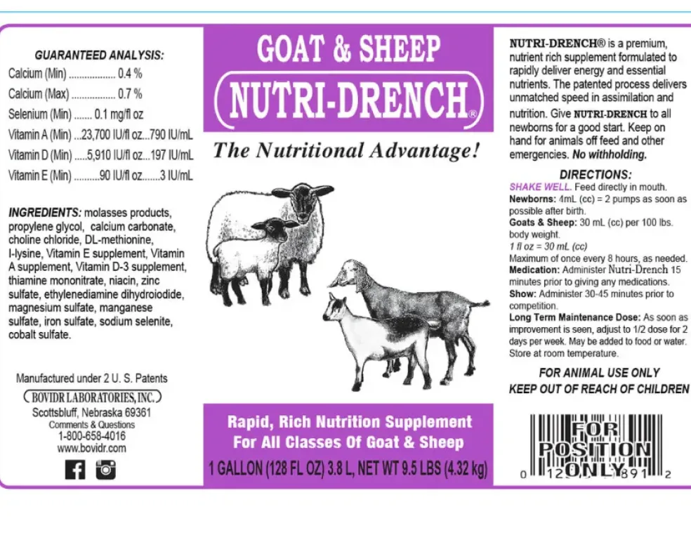 Bovidr Laboratories Nutri-Drench Supplement For Goat & Sheep