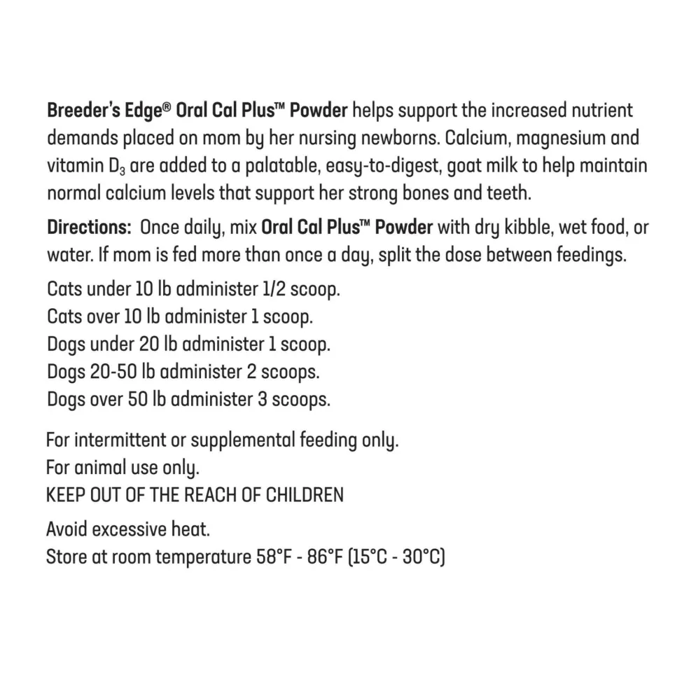 Breeder's Edge Oral Cal Plus Powder for Dogs & Cats