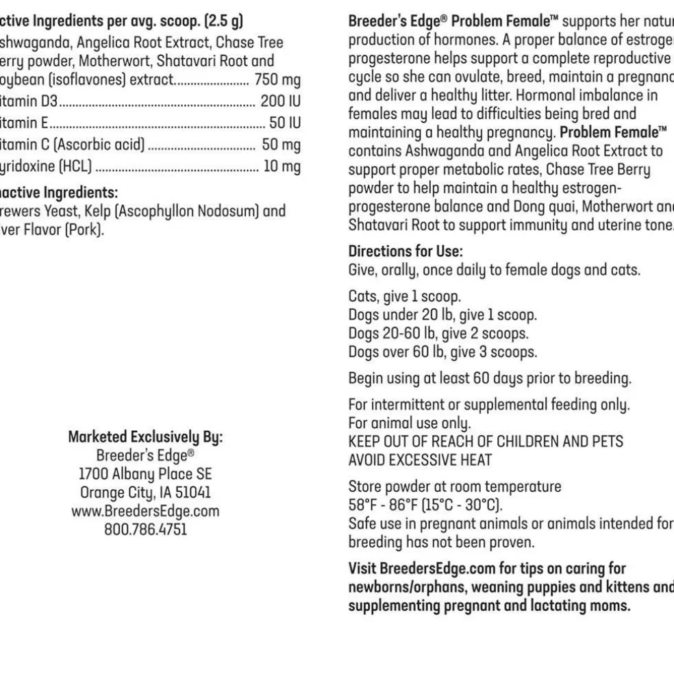 Breeder's Edge Problem Female Hormone Supplement for Dogs & Cats