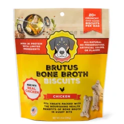 Brutus Broth Bone Broth Biscuits Chicken Recipe Dog Treats (8 oz)