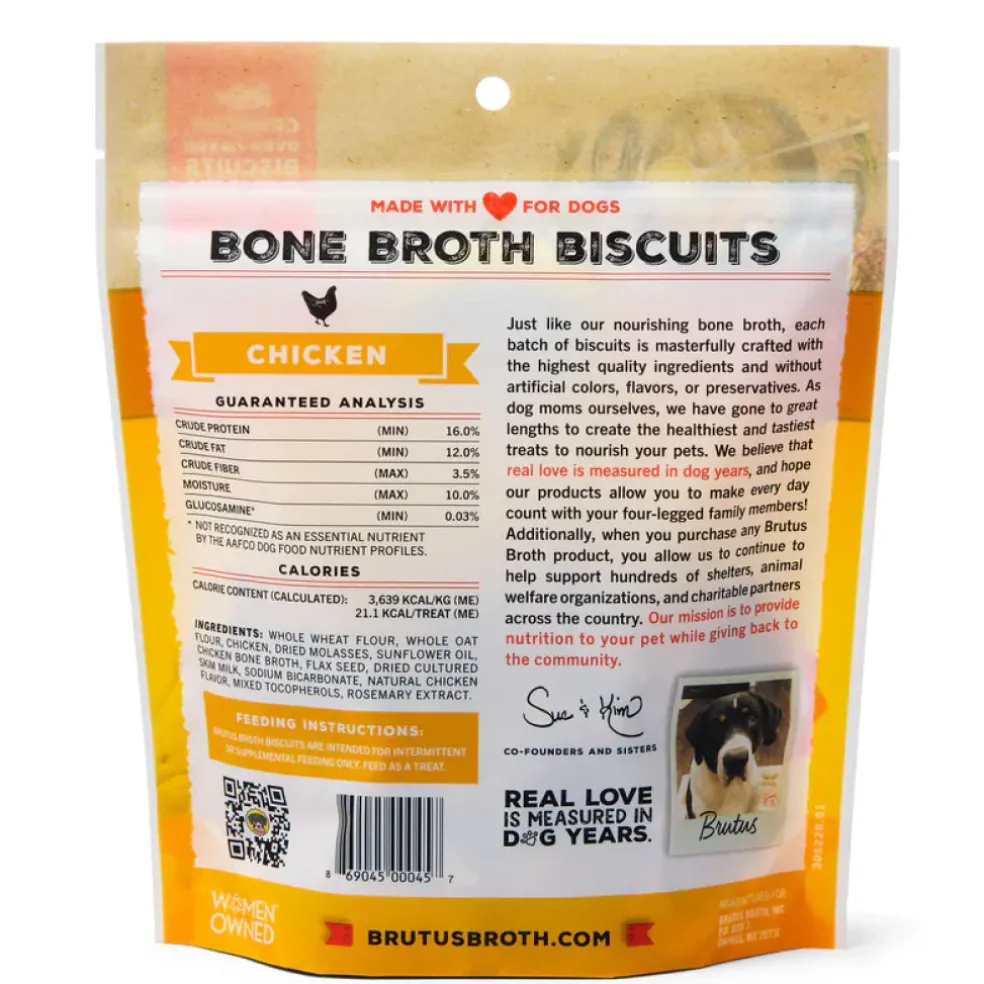 Brutus Broth Bone Broth Biscuits Chicken Recipe Dog Treats (8 oz)