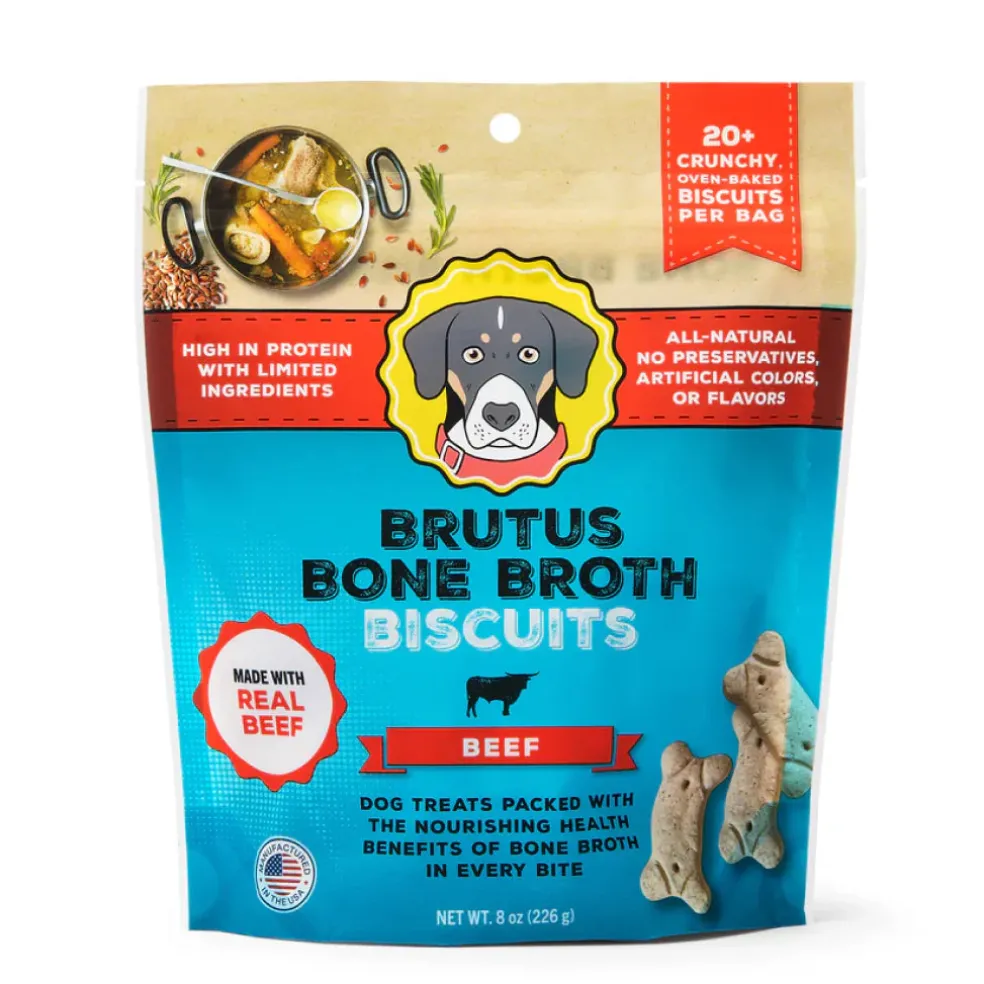 Brutus Broth Bone Broth Biscuits Beef Recipe Dog Treats (8 oz)