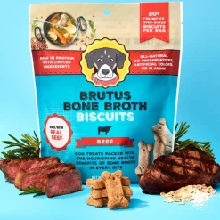 Brutus Broth Bone Broth Biscuits Beef Recipe Dog Treats (8 oz)