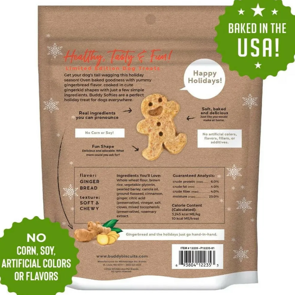 Buddy Biscuits Soft & Chewy Hioliday Gingerbread Dog Treats (6 oz)