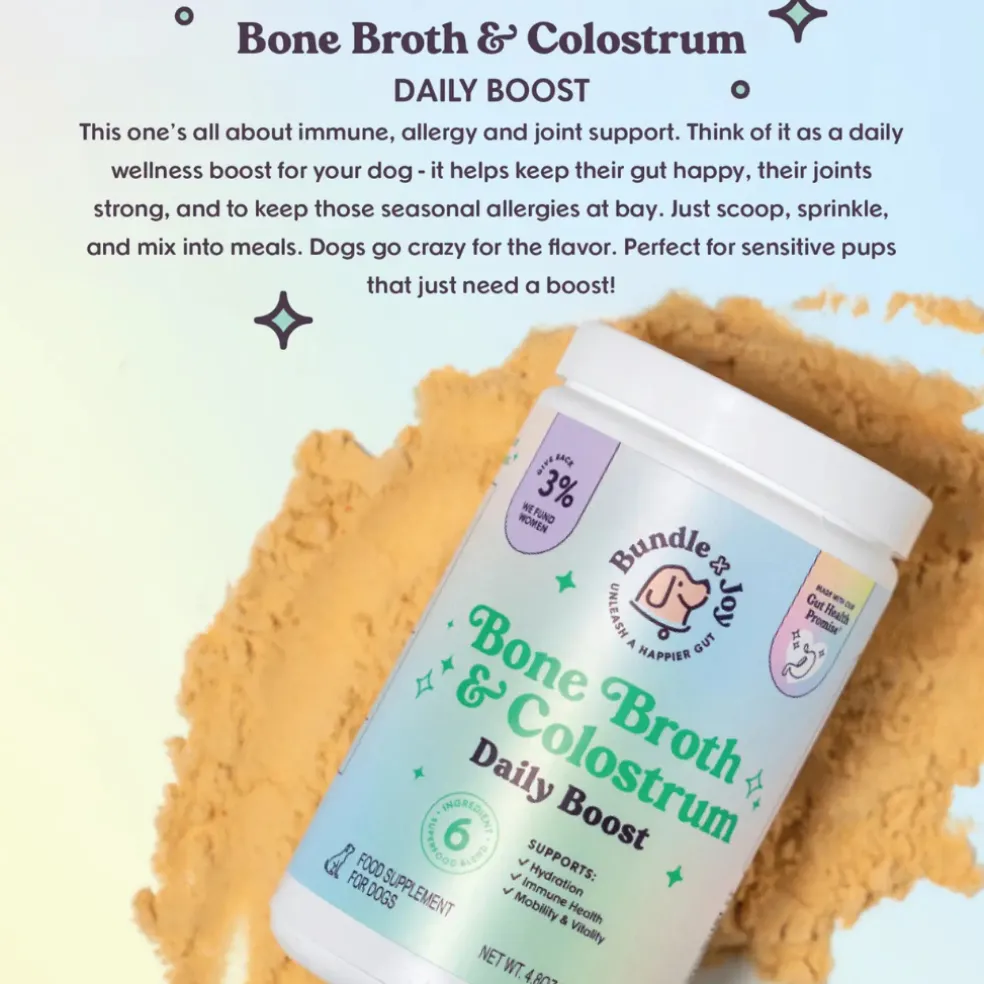 Bundle x Joy Bone Broth & Colostrum Daily Boost Supplemet for Dogs (4.8 oz)