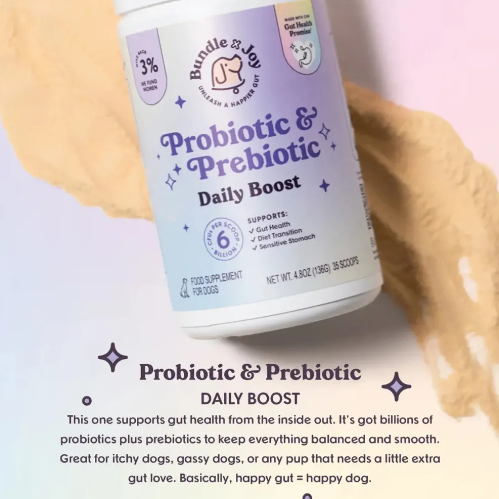 Bundle x Joy Probiotic & Prebiotic Daily Boost Supplement for Dogs (4.8 oz)