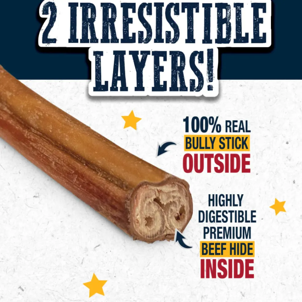 Cadet Bully Hide Sticks All-Natural Chews for Dogs, Large