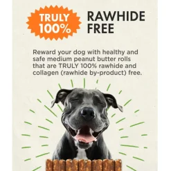 Canine Naturals Hide Free Peanut Butter Flavor Rolls Dog Treats (2 Medium Rolls)