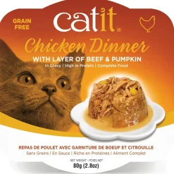Catit Chicken Dinner with Beef & Pumpkin Wet Cat Food, 2.8-oz