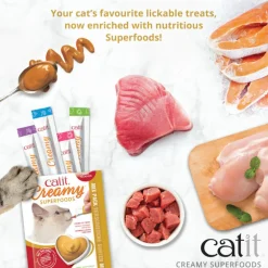 Catit Creamy Superfood Chicken Recipe with Coconut & Kale Lickable Treats for Cats