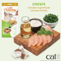 Catit Creamy Superfood Chicken Recipe with Coconut & Kale Lickable Treats for Cats