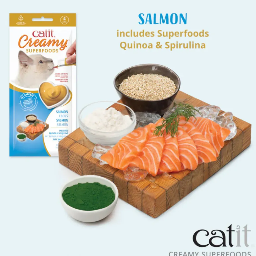 Catit Creamy Superfood Salmon Recipe with Quinoa & Spirulina Lickable Treats for Cats