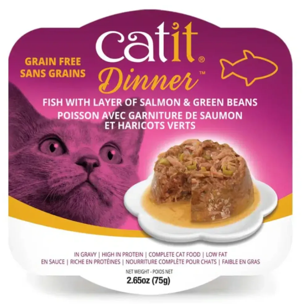Catit Fish Dinner with Salmon & Green Beans, 2.65-oz