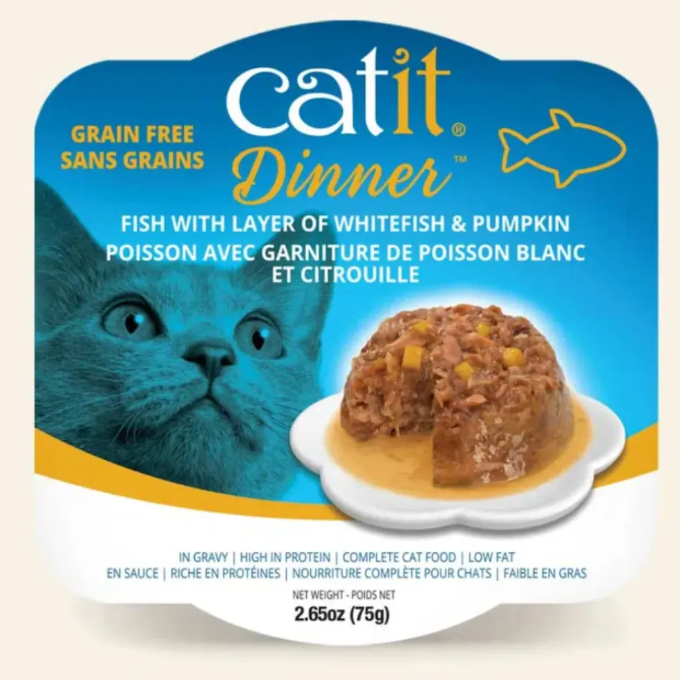 Catit Fish Dinner with Whitefish & Pumpkin for Cats, 2.65-oz
