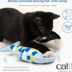 Catit Groovy Fish Motion-Activated Catnip Cat Toy, Blue