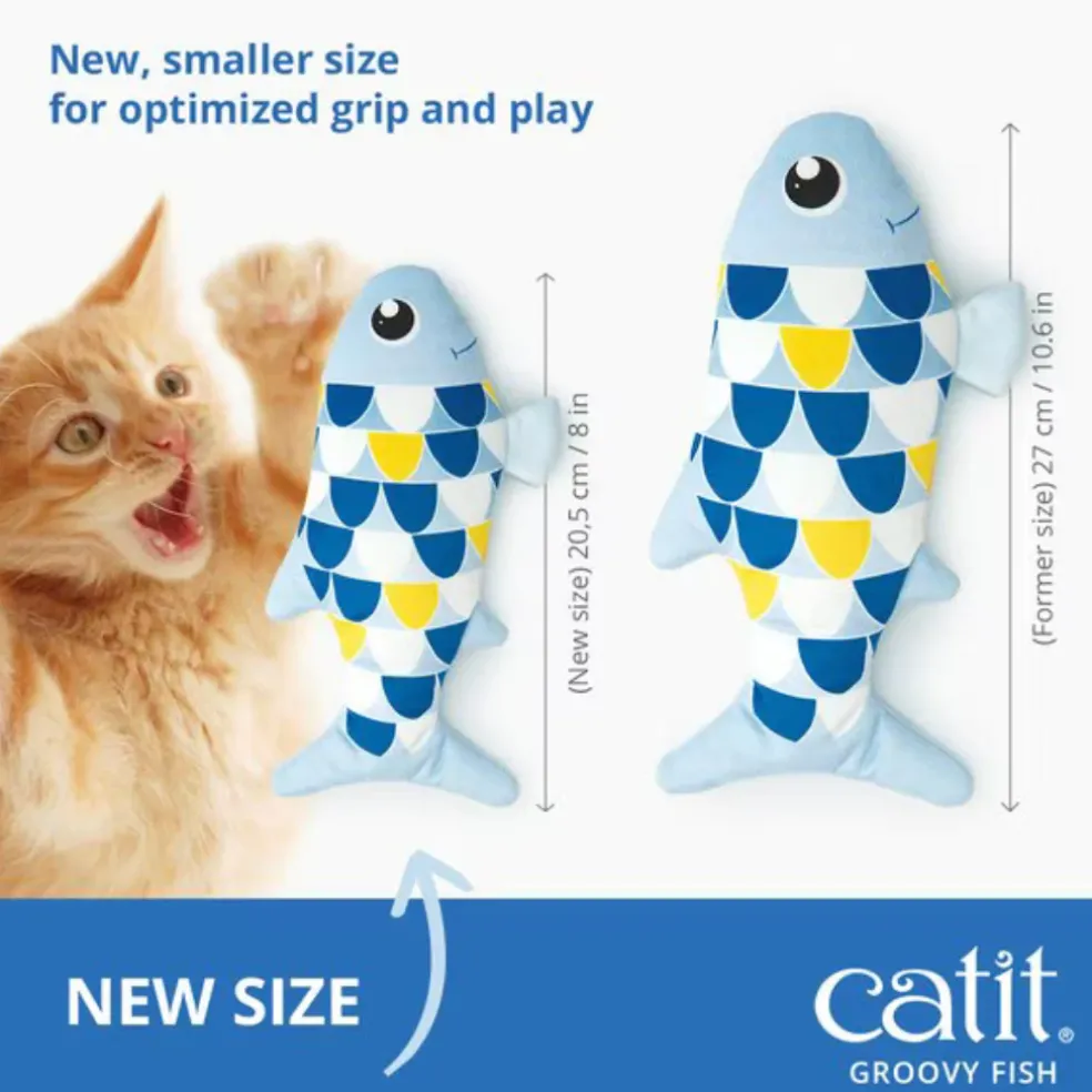 Catit Groovy Fish Motion-Activated Catnip Cat Toy, Blue