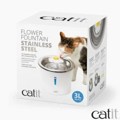 Catit LED Stainless Steel Top Flower Drinking Fountain for Cats