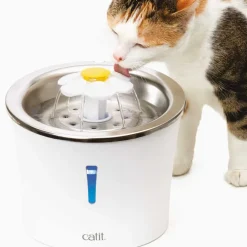 Catit LED Stainless Steel Top Flower Drinking Fountain for Cats