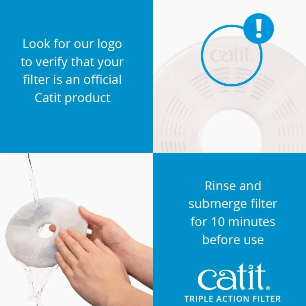 Catit Triple Action Fountain Filters For Catit Flower Fountains