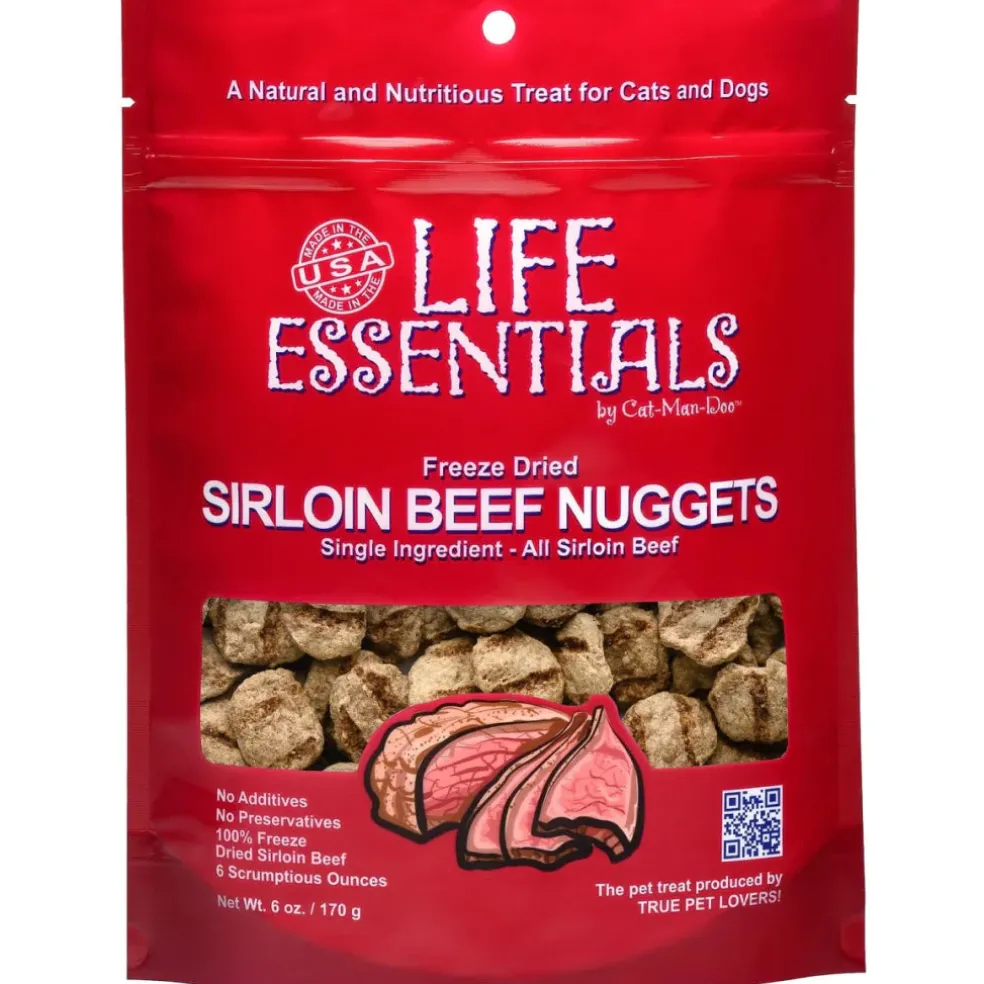 Cat-Man-Doo Life Essentials Freeze-Dried Sirloin Beef Nuggets Treats For Cats & Dogs