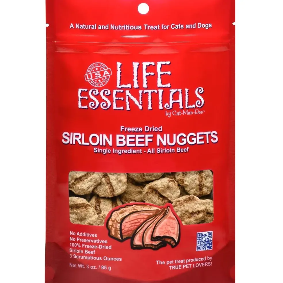 Cat-Man-Doo Life Essentials Freeze-Dried Sirloin Beef Nuggets Treats For Cats & Dogs