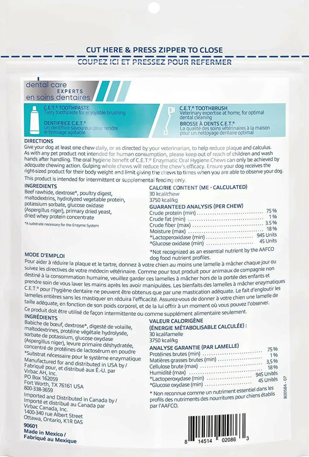 C.E.T. Enzymatic Dental Chews for Extra Small Dogs Under 11 lbs
