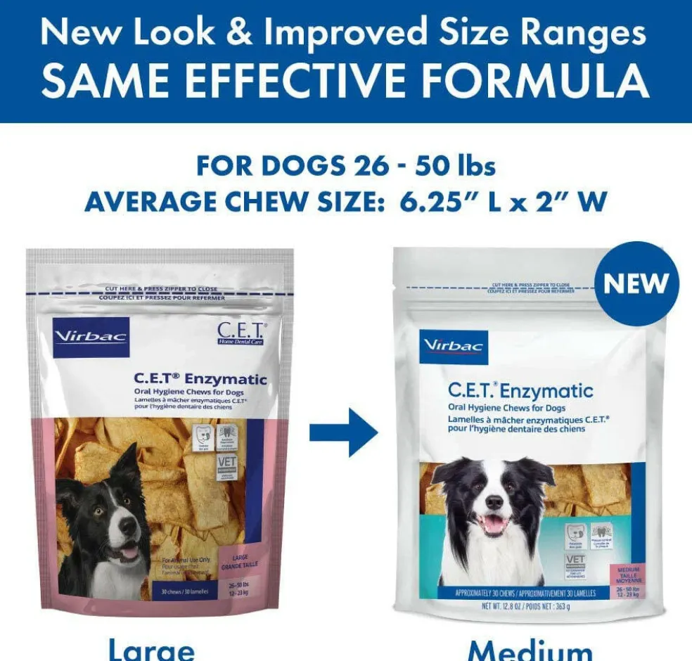 C.E.T. Enzymatic Dental Chews for Medium Dogs 26-50 lbs