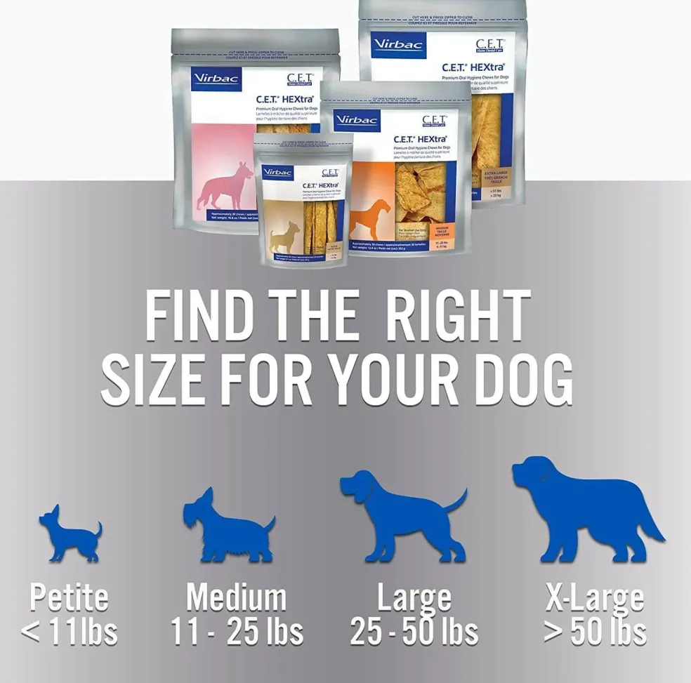 C.E.T. HEXtra Dental Chews for Medium Dogs 26-50 lbs