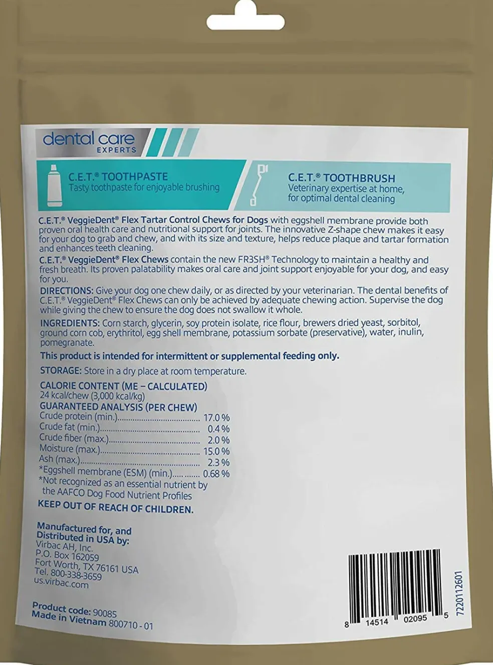C.E.T. VeggieDent Flex + Joint Health for Extra Small Dogs Under 11 lbs